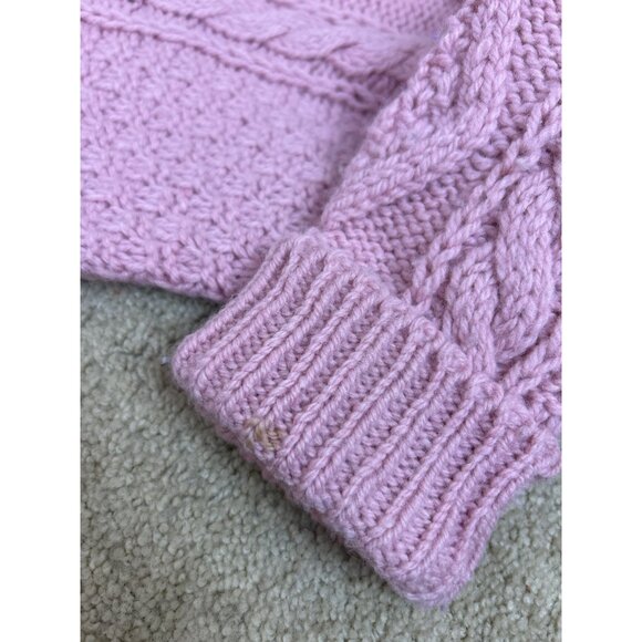 Vtg Laura Ashley Women's M/L Pink Cable Knit Turtleneck Sweater Chunky Boxy - Picture 11 of 11